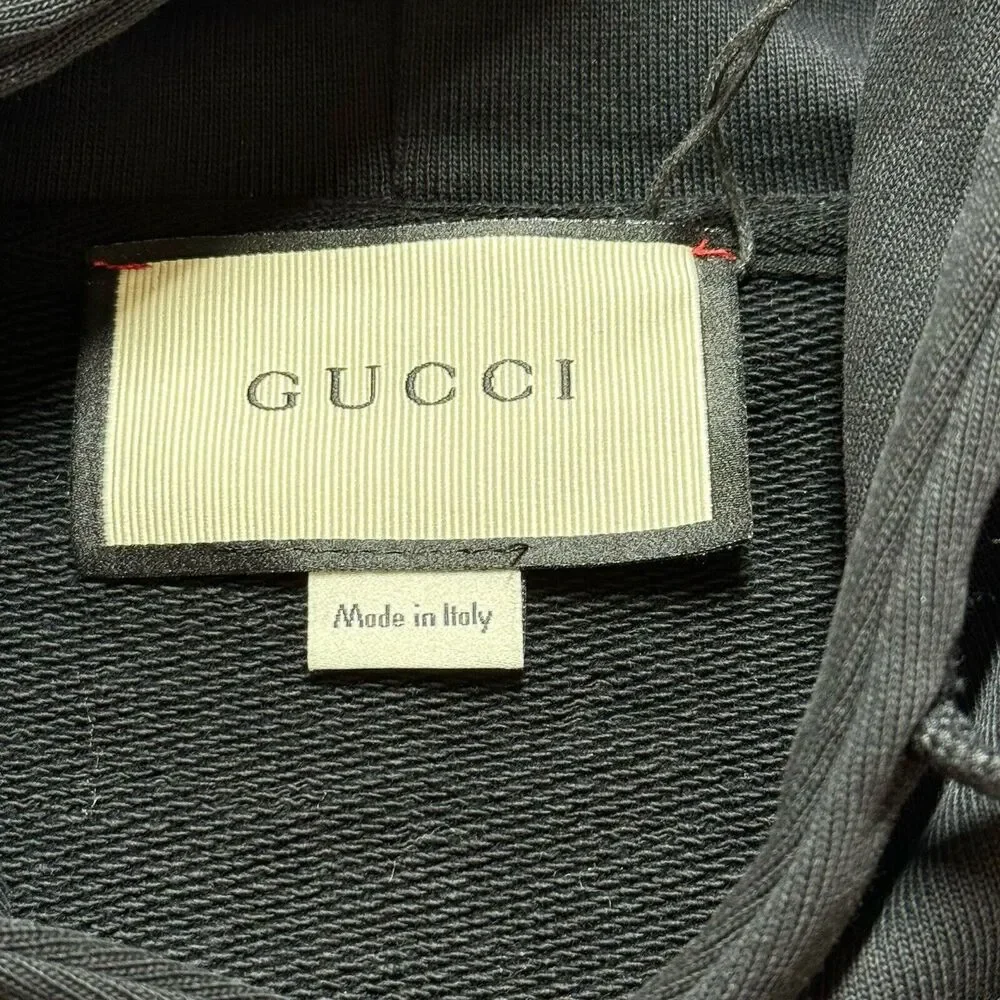 Gucci Hoodie Sweatshirt NWT Men’s Medium Black Rainbow Logo 100% Cotton